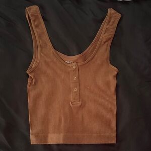 Rue21 Brown Ribbed Button Tank Top